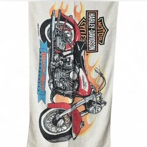 Harley-Davidson Red and Black Towel with Flame Design